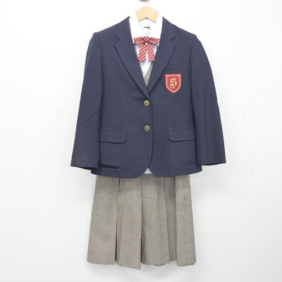 【中古】兵庫県 園田中学校 女子制服 5点（ブレザー・シャツ・ベスト・スカート）sf036423