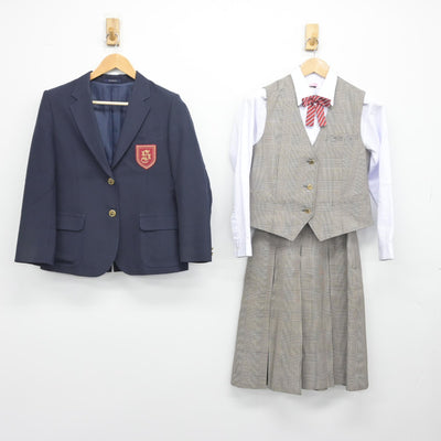 【中古】兵庫県 園田中学校 女子制服 5点（ブレザー・シャツ・ベスト・スカート）sf036423