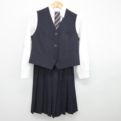 【中古】徳島県 富岡東中学校・高等学校 女子制服 5点（ブレザー・その他アイテム・シャツ・スカート）sf036474