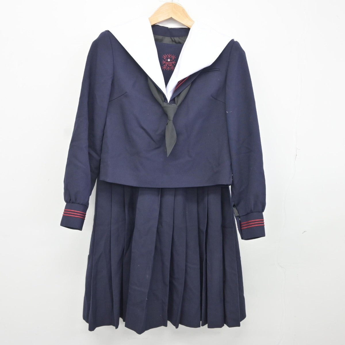 【中古】大阪府 プール学院高等学校 女子制服 4点（セーラー服・スカート）sf036477