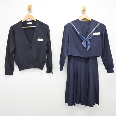 【中古】福岡県 那珂川南中学校 女子制服 4点（セーラー服・ニット・ジャンパースカート）sf036489