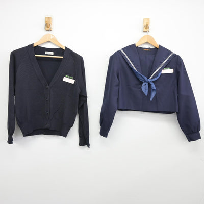 【中古】福岡県 那珂川南中学校 女子制服 4点（セーラー服・ニット・ジャンパースカート）sf036489