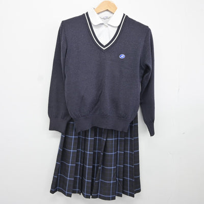 【中古】兵庫県 明石商業高等学校 女子制服 4点（ブレザー・シャツ・ニット・スカート）sf036541