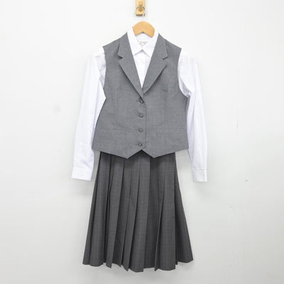 【中古】北海道 札幌平岸高等学校 女子制服 3点（ベスト・シャツ・スカート）sf036577