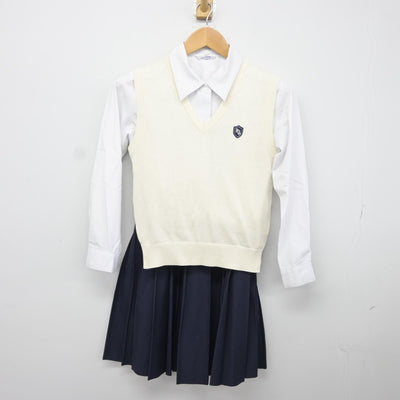 【中古】東京都 山脇学園高等学校 女子制服 3点（ニットベスト・シャツ・スカート）sf036610