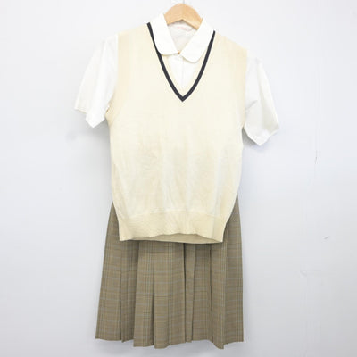 【中古】埼玉県 土呂中学校 女子制服 3点（ニットベスト・シャツ・スカート）sf036637