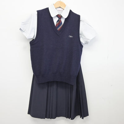 【中古】大分県 大分西高等学校 女子制服 4点（ニットベスト・シャツ・スカート）sf036645