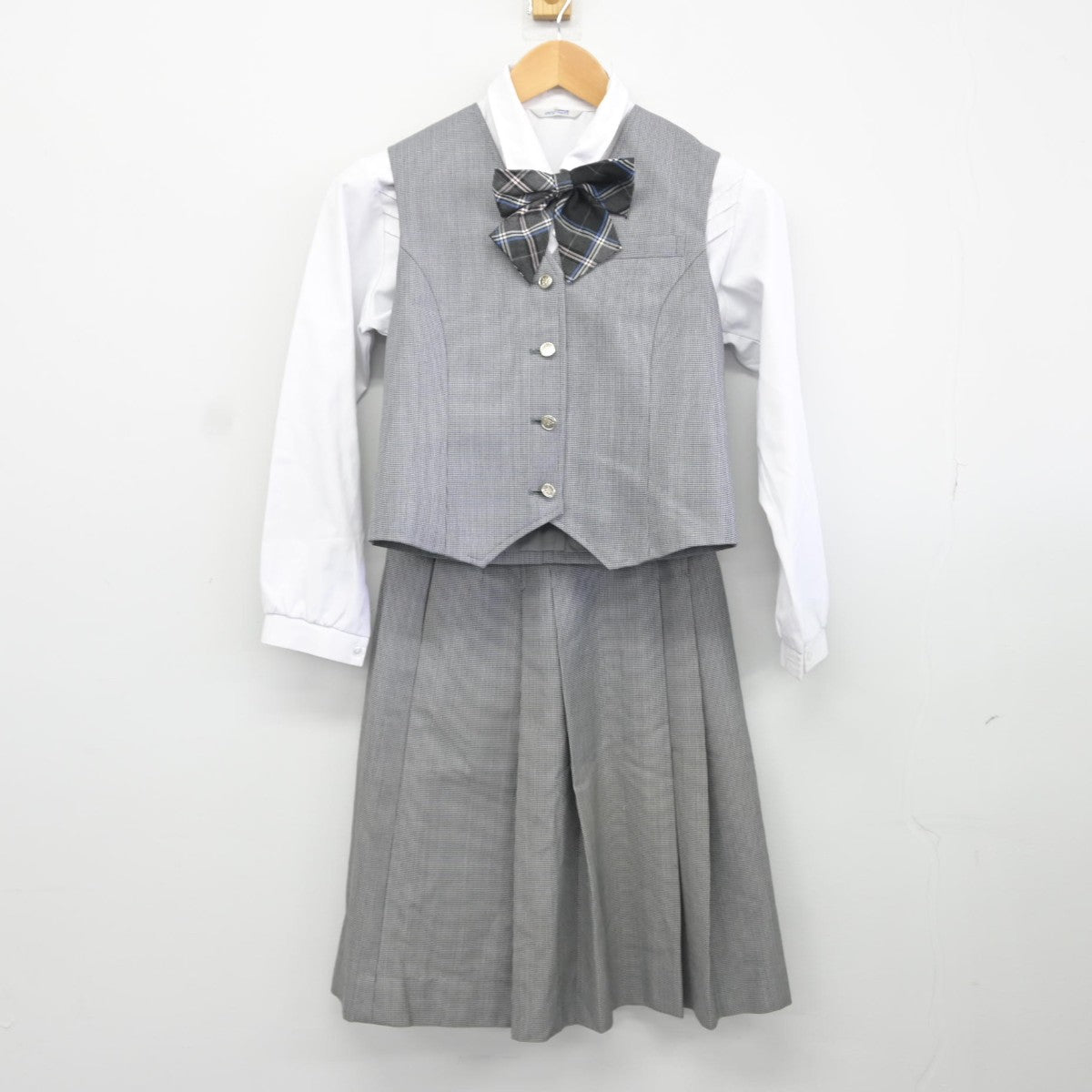 【中古】福岡県 玄界高等学校 女子制服 5点（ブレザー・ベスト・シャツ・スカート）sf036677