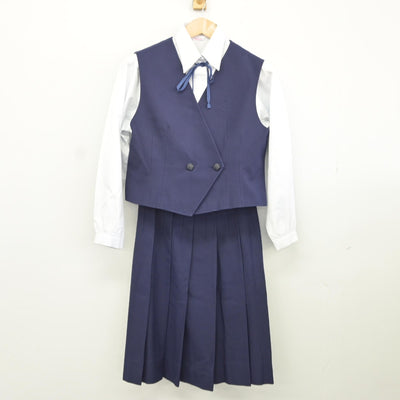 【中古】熊本県 真和高等学校 女子制服 6点（ブレザー・ベスト・シャツ・スカート）sf036680