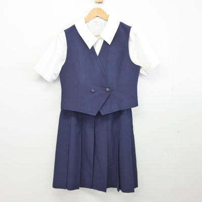 【中古】熊本県 真和高等学校 女子制服 4点（ベスト・シャツ・スカート）sf036681