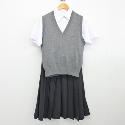 【中古】東京都 荏原第五中学校 女子制服 4点（ニットベスト・シャツ・スカート）sf036687