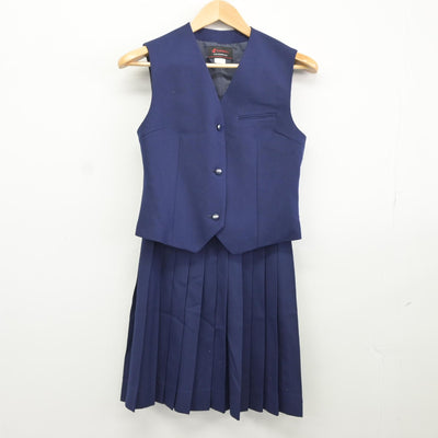 【中古】千葉県 薬園台高等学校 女子制服 2点（ベスト・スカート）sf036690