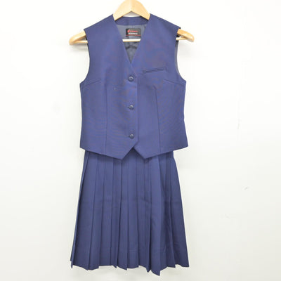 【中古】千葉県 薬園台高等学校 女子制服 2点（ベスト・スカート）sf036691