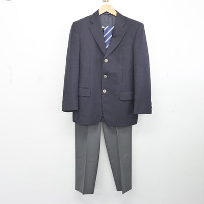 【中古】茨城県 土浦湖北高等学校 男子制服 4点（ブレザー・ニット・ズボン）sf036699