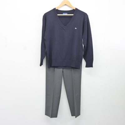 【中古】茨城県 土浦湖北高等学校 男子制服 4点（ブレザー・ニット・ズボン）sf036699