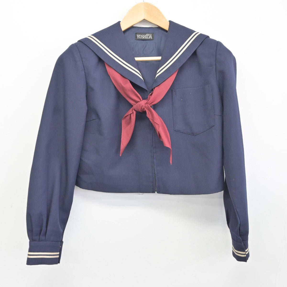 【中古】茨城県 都和中学校 女子制服 3点（セーラー服・ジャンパースカート）sf036706