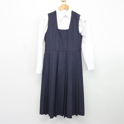 【中古】茨城県 都和中学校 女子制服 2点（シャツ・ジャンパースカート）sf036708