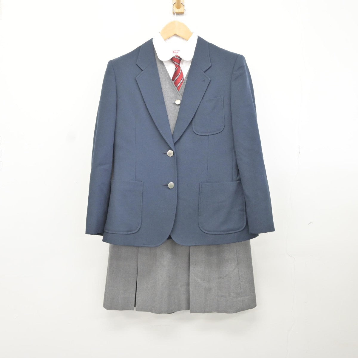 【中古】北海道 札幌豊明高等支援学校 女子制服 5点（ブレザー・ベスト・シャツ・スカート）sf036730