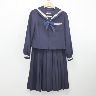 【中古】静岡県 福田中学校 女子制服 3点（セーラー服・スカート）sf036756