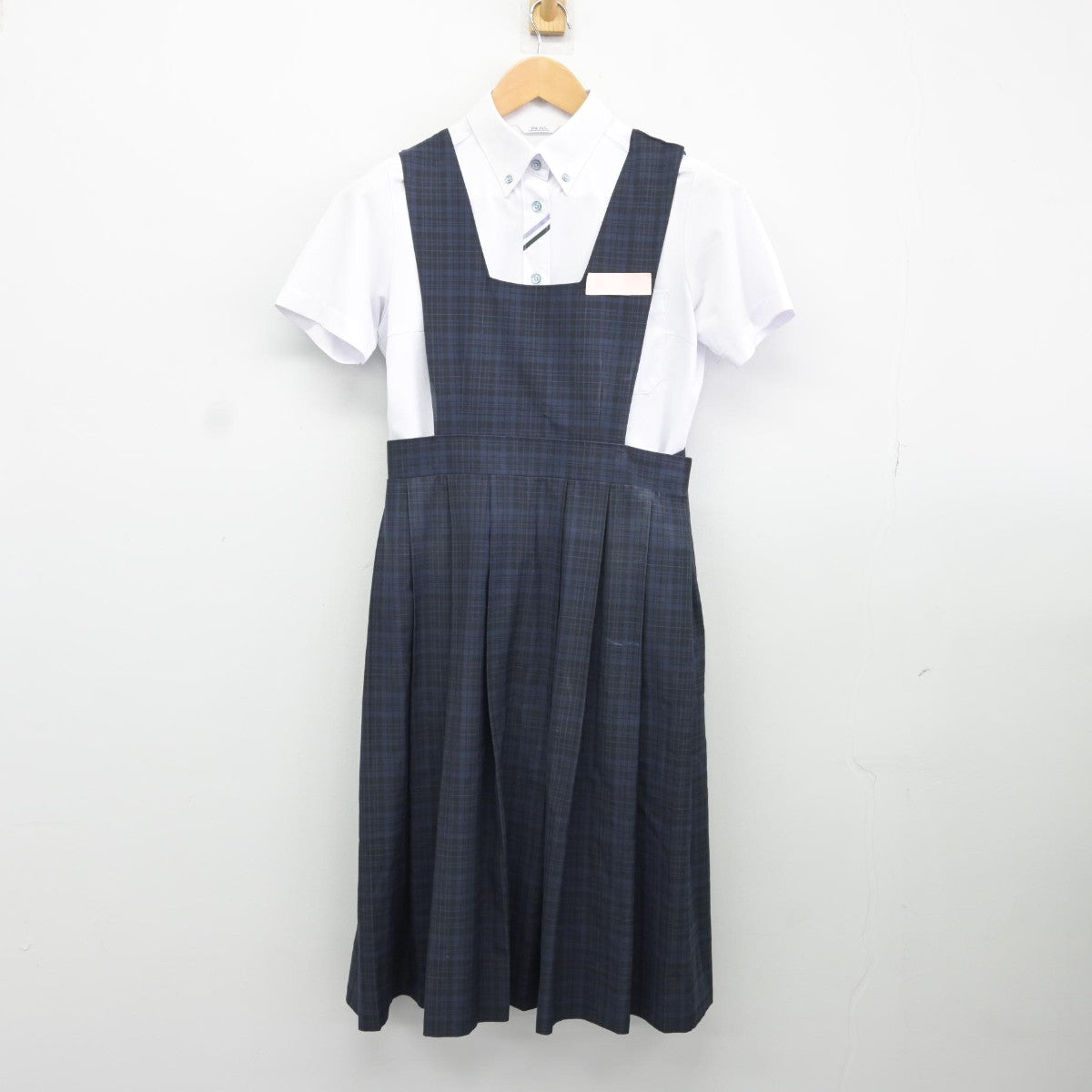 【中古】福岡県 青葉中学校 女子制服 2点（シャツ・ジャンパースカート）sf036761