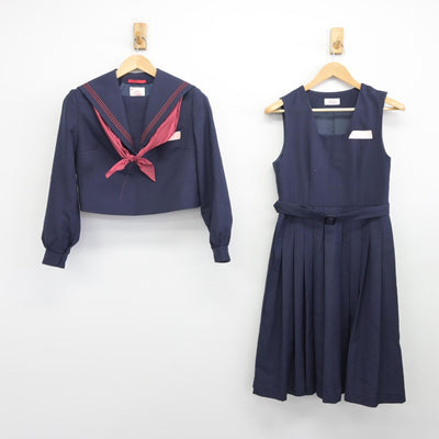 【中古】福岡県 青葉中学校/旧制服 女子制服 3点（セーラー服・ジャンパースカート）sf036762