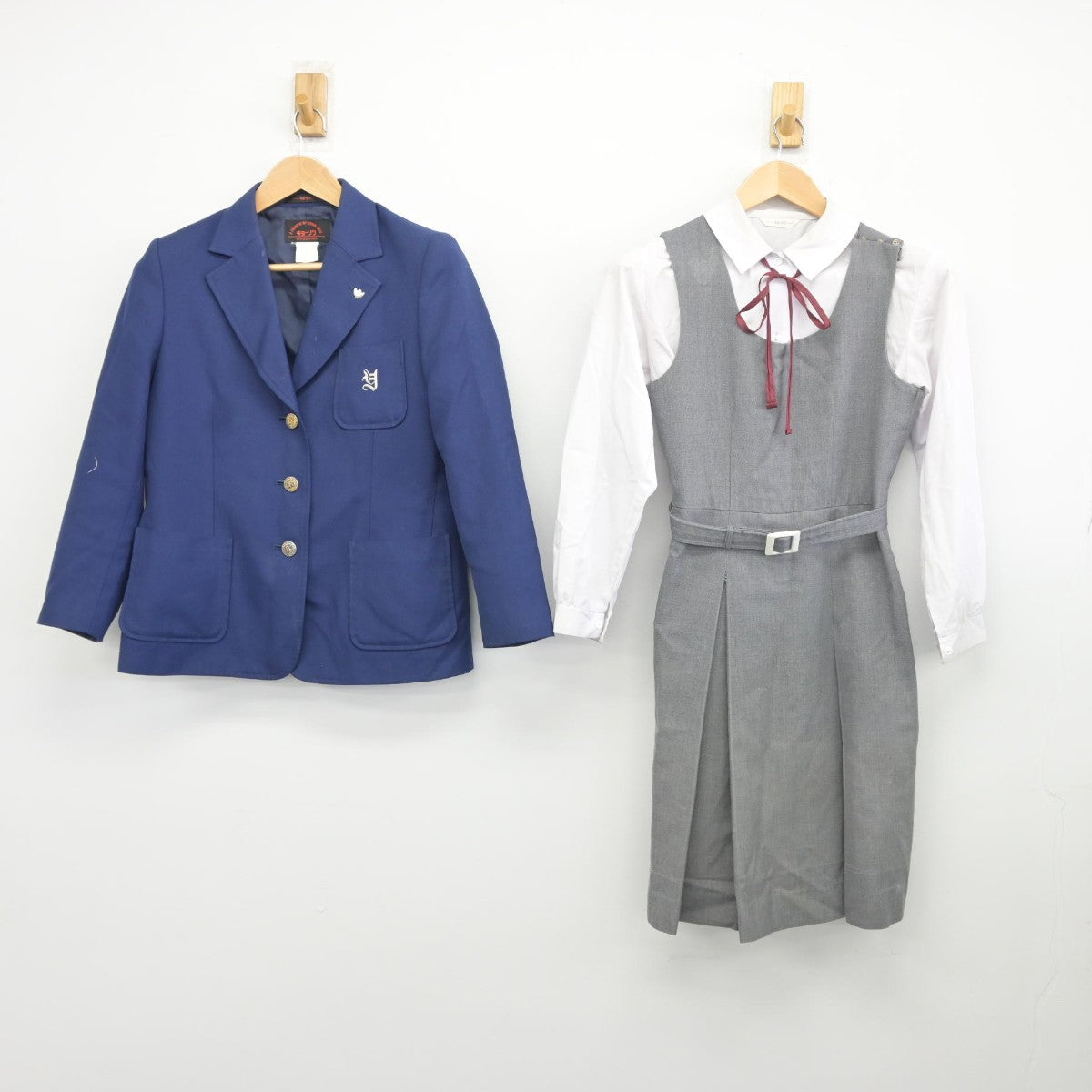 【中古】広島県 吉島中学校 女子制服 5点（ブレザー・シャツ・ジャンパースカート）sf036765