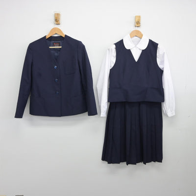 【中古】群馬県 殖蓮中学校 女子制服 4点（ブレザー・ベスト・シャツ・スカート）sf036772