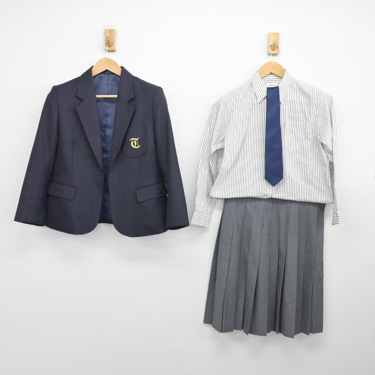 【中古】茨城県 竹園東中学校 女子制服 5点（ブレザー・シャツ・スカート）sf036778