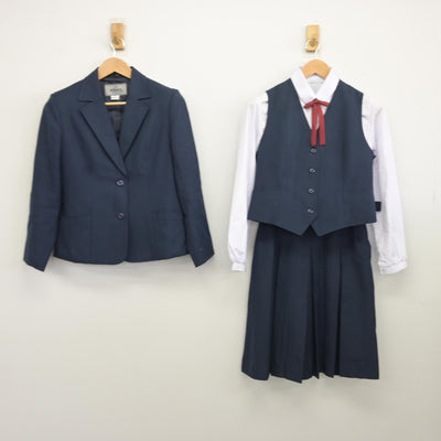 【中古】愛知県 豊田北高等学校 女子制服 5点（ブレザー・ベスト・シャツ・スカート）sf036782