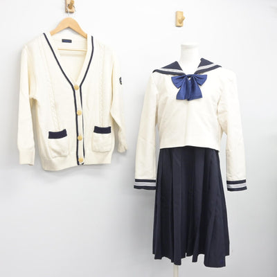 【中古】福岡県 博多女子高等学校 女子制服 4点（ニット・セーラー服・ジャンパースカート）sf036894