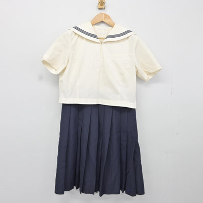 【中古】福岡県 博多女子高等学校 女子制服 3点（セーラー服・ジャンパースカート）sf036895