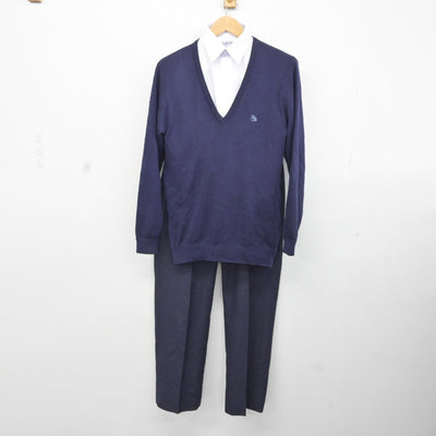 【中古】神奈川県 藤沢翔陵高等学校 男子制服 5点（ブレザー・ニット・シャツ・ズボン）sf036960