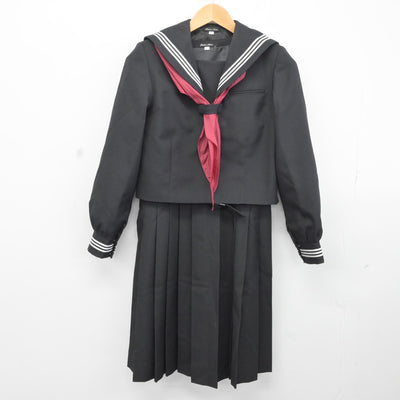 【中古】埼玉県 加須西中学校 女子制服 3点（セーラー服・ジャンパースカート）sf036996