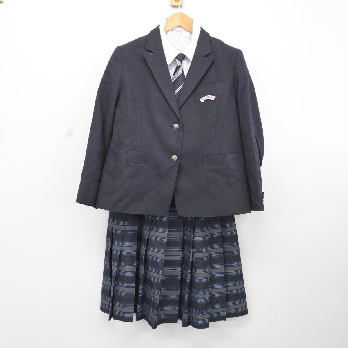 【中古】大阪府 関西福祉科学大学高等学校 女子制服 5点（ブレザー・シャツ・ニット・スカート）sf037001