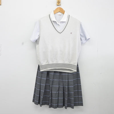 【中古】大阪府 関西福祉科学大学高等学校 女子制服 3点（シャツ・ニットベスト・スカート）sf037002