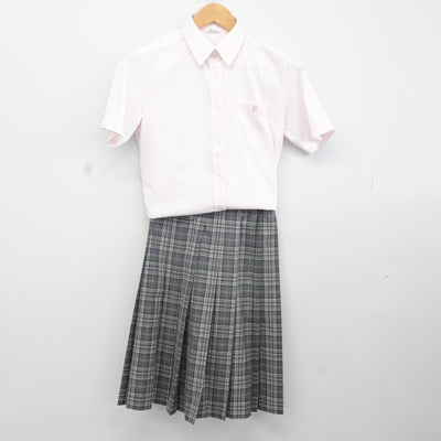 【中古】東京都 神田女学園中学校 女子制服 4点（シャツ・ニットベスト・スカート）sf037022