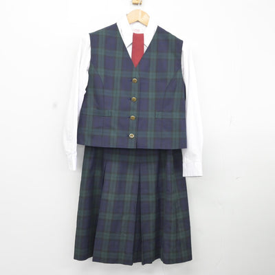 【中古】熊本県 東稜高等学校 女子制服 5点（ブレザー・シャツ・ベスト・スカート）sf037026