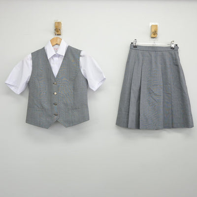 【中古】神奈川県 市が尾中学校 女子制服 3点（ベスト・シャツ・スカート）sf037072