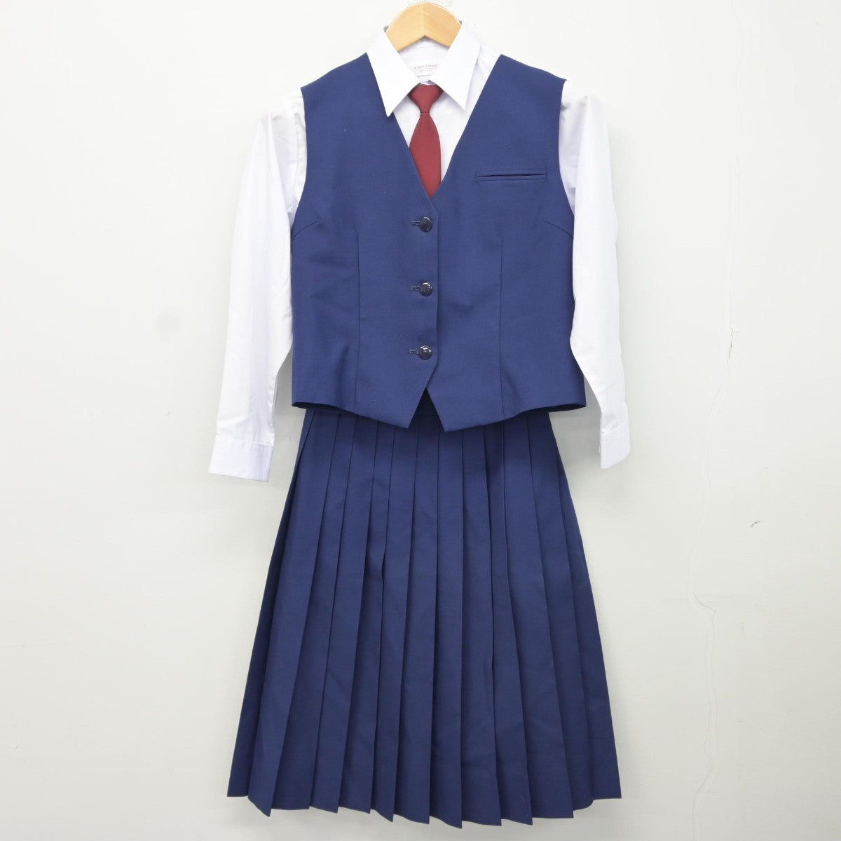 【中古】千葉県 若松中学校 女子制服 5点（ブレザー・シャツ・ベスト・スカート）sf037100