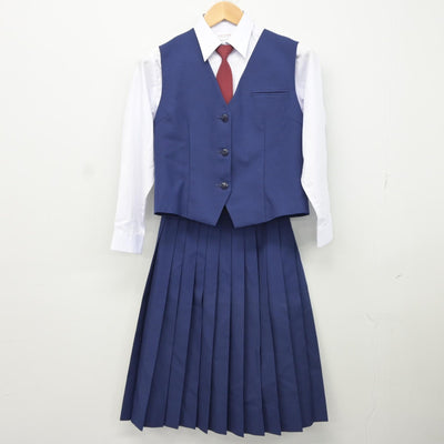 【中古】千葉県 若松中学校 女子制服 5点（ブレザー・シャツ・ベスト・スカート）sf037100