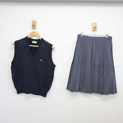 【中古】東京都 東京都立第五商業高等学校 女子制服 2点（ニットベスト・スカート）sf037179