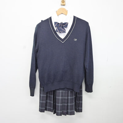 【中古】東京都 墨田川高等学校 女子制服 6点（ブレザー・ニット・シャツ・スカート）sf037186