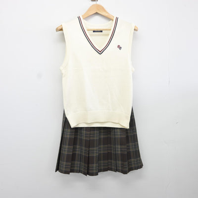 【中古】埼玉県 大宮商業高等学校 女子制服 2点（ニットベスト・スカート）sf037219