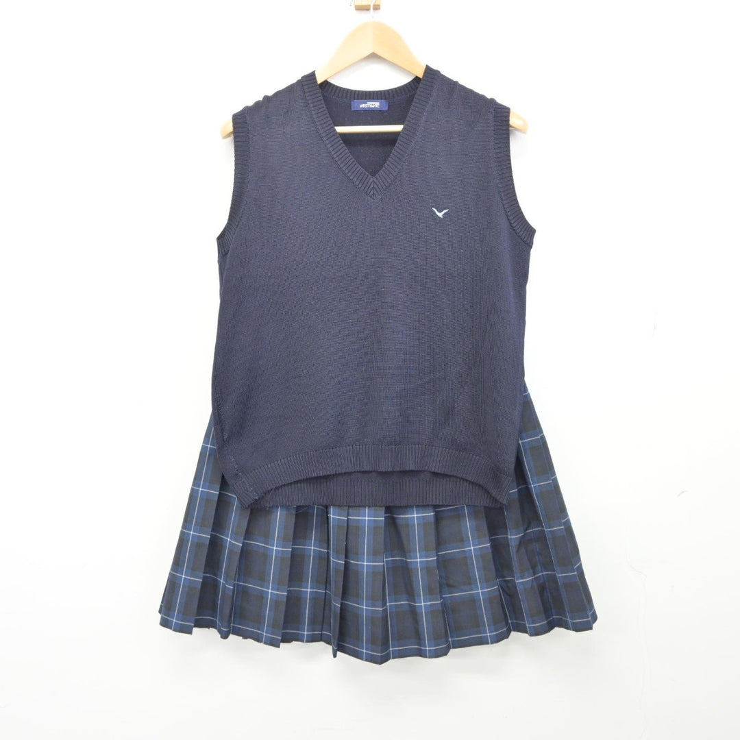 【中古】福岡県 福岡講倫館高等学校 女子制服 2点（ニットベスト・スカート）sf037224 | 中古制服通販パレイド