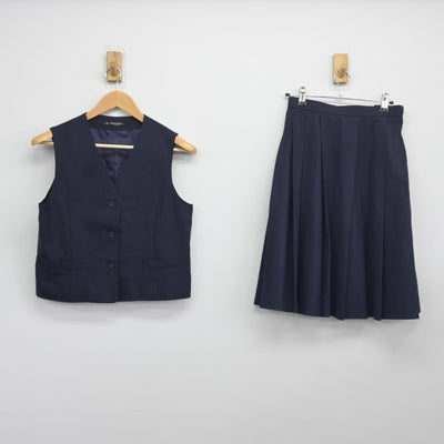 【中古】愛知県 豊橋西高等学校 女子制服 2点（ベスト・スカート）sf037351