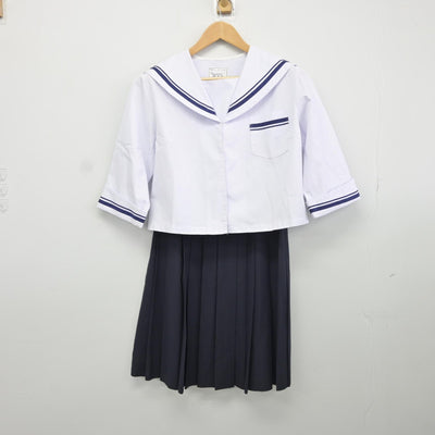 【中古】静岡県 掛川西中学校 女子制服 3点（セーラー服・スカート）sf037366