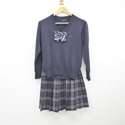 【中古】滋賀県 水口東中学校 女子制服 3点（ニット・スカート）sf037393