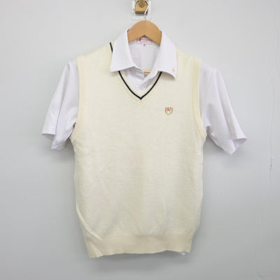 【中古】兵庫県 広陵中学校 女子制服 2点（ニットベスト・シャツ）sf037417