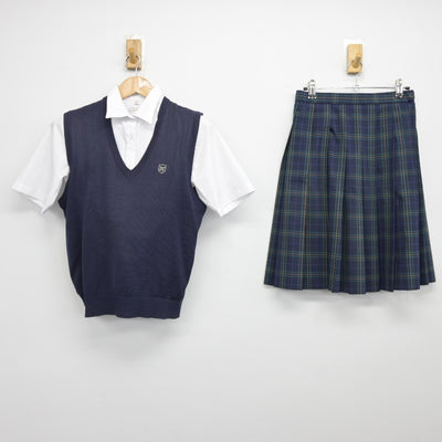 【中古】 立川第二中学校 女子制服 3点（ニットベスト・シャツ・スカート）sf037451