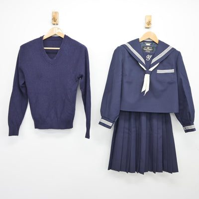 【中古】兵庫県 安室中学校 女子制服 3点（セーラー服・ニット・スカート）sf037460